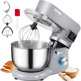 Stand Mixer; 660W Electric Dough Mixer with 6 Speeds LCD Screen Timing; Tilt-Head Food Mixer with 5.8 Qt Stainless Steel Bowl; Dough Hook