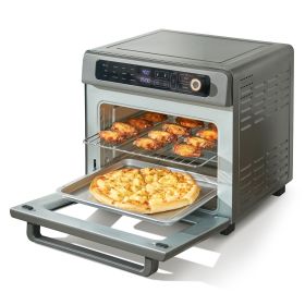 12-IN-1 Air Fryer Toaster Oven, 25L Convection Oven, 1700W Stainless Steel Toaster Ovens Countertop Combo with Grill, Pizza Pan, Gloves