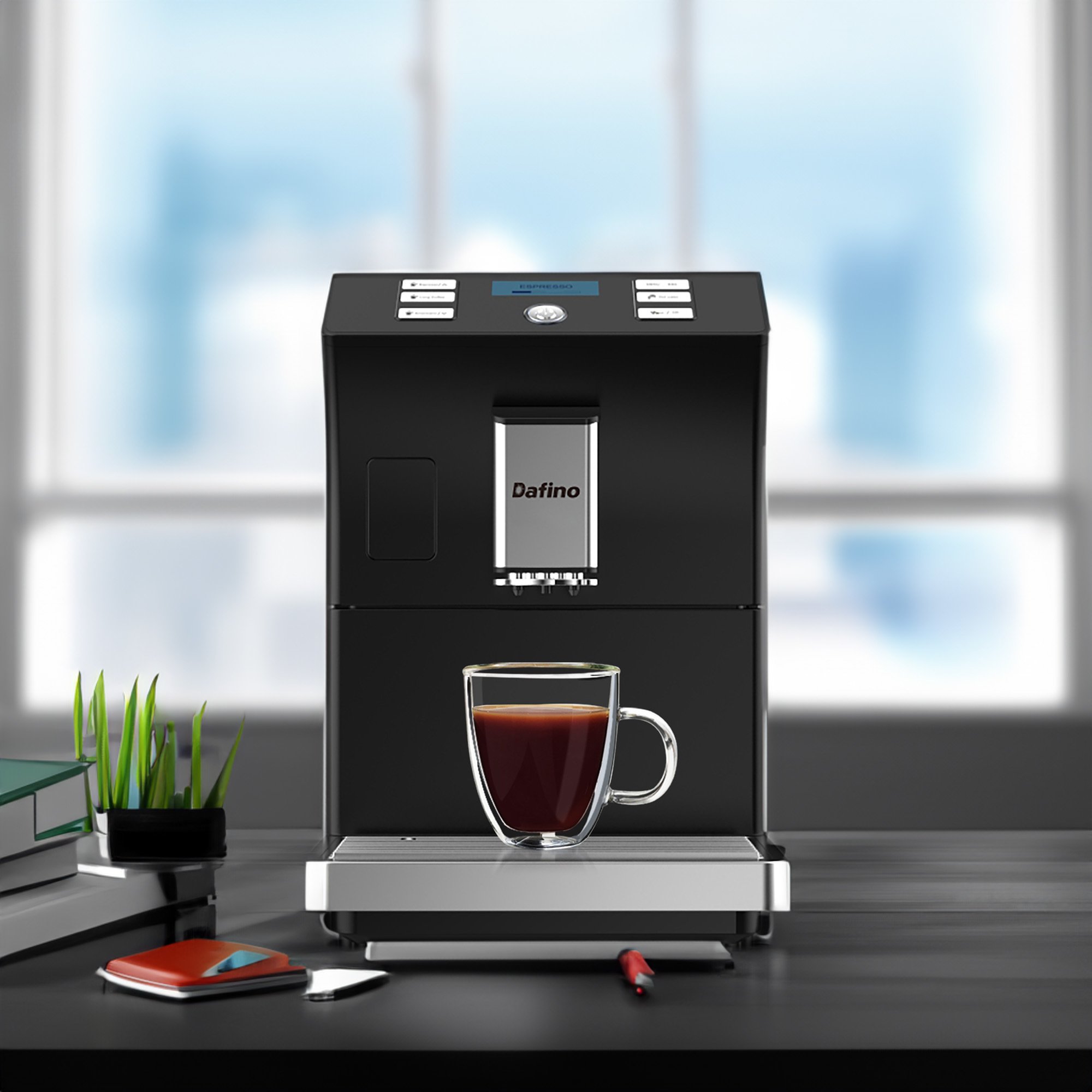 Dafino Greasy Golden Espresso Coffee Machine, Black - Customizable & Automatic Dafino Greasy Golden Espresso Coffee Machine, Black - Customizable & Automatic