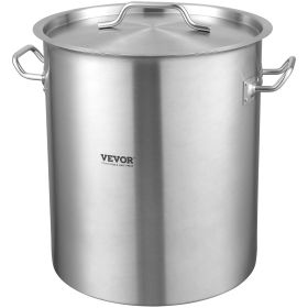 Stainless Steel Stockpot, 42 Quart Large Cooking Pots, Cookware Sauce Pot with Strainer, Lid, and Handle, Heavy Duty Commercial Grade Stock Pot