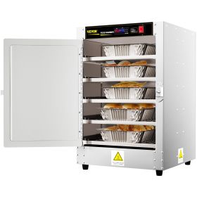 Hot Box Food Warmer, 19"x19"x29" Concession Warmer with Water Tray, Five Disposable Catering Pans, Countertop Pizza, Patty, Pastry, Empanada