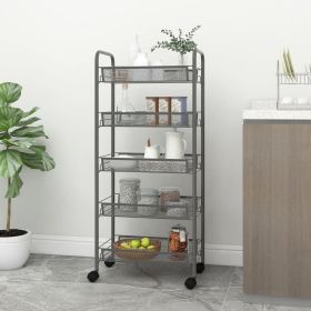 5-Tier Kitchen Trolley Gray 18.1"x10.2"x41.3" Iron