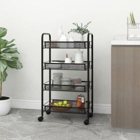 4-Tier Kitchen Trolley Black 18.1"x10.2"x33.5" Iron