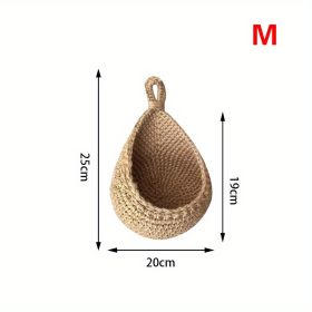 1pc Wall Hanging Basket, Bohemian Style Woven Basket, Creative Teardrop Shape Suitable For Vegetables And Fruits, Kitchen Storage Basket (Model: M)