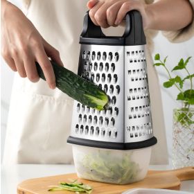 4 Sides Cheese Melon Cucumber Vegetables Box Grater Food Planing Potato Stainless Steel Multifunctional Ginger Slicer (Color: a)