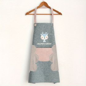 1pc Cute Cartoon Apron; Waterproof And Oil-proof Apron; Hand Wipeable Sleeveless Kitchen Cooking Apron; Cooking And Baking Supplies; Kitchen Tools (Color: Grey)