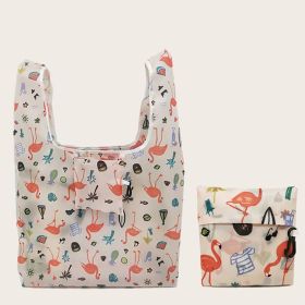 1pc Eco-Friendly Folding Square Shopping Bag; Portable Storage Bag 20.9"*14.96" (Color: A-Pink Flamingo)