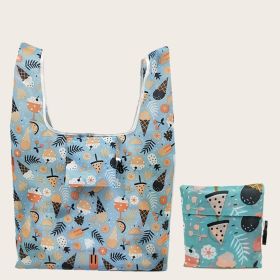 1pc Eco-Friendly Folding Square Shopping Bag; Portable Storage Bag 20.9"*14.96" (Color: E-Blue ice cream)