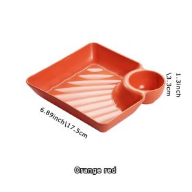 1pc Dumpling Plate With Sauce Dish; Potato; Water; Dumplings; Plate With Vinegar; Dinner Plate; Household Creative Square Serving Plate With Vinegar S (Quantity: 1pc, Color: orange)