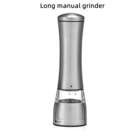 Multi Functional Manual Pepper Mill Convenient Stainless Steel Grinding Bottle Black Pepper Adjustable Grinder Condiment Tool (Color: Long)