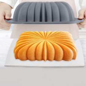 1pc Silicone Toast Cake Pan Rectangle Flower Shaped Cake Baking Pan Baking Tool Toast Pan Cake Mold (Color: Grey)