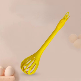 1pc; Multifunctional 3-in-1 Egg Whisk Food Holder Noodle Holder Baking Tool Egg Stirrer Manual Whisk 1 Pack 11.02''Ã—2.76'' (Color: yellow)