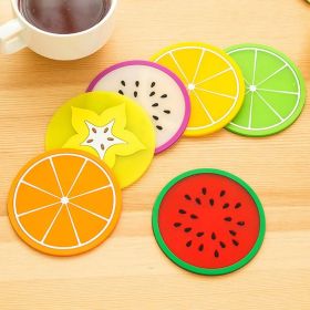 1pc Fruit Shape Cup Coaster Silicone Cup Pad Slip Insulation Pad Cup Mat Hot Drink Holder Mug Stand Home Kitchen Accessories (Color: Dark Green)