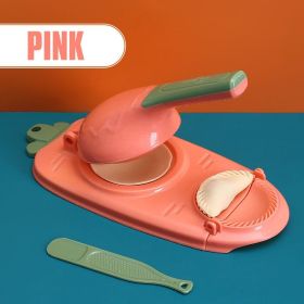 Kitchen Dumpling Maker 2 In 1 Dough Pressing Tool Set Dumpling Mold DIY Dumpling Wrapper Makers Manual Press Dumpling Crust Tool (Color: Pink, size: 2PCS)