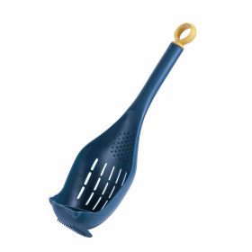 1pc Colander Spoon - Scoop Colander, Plastic Large Soup Strainer Spoon, Strainer Slotted Spoon Kitchen Utensil With Long Handle - Kitchen Supplies (Color: Dark Blue)